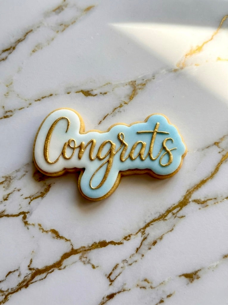 Congrats Script deboss and matching cutter