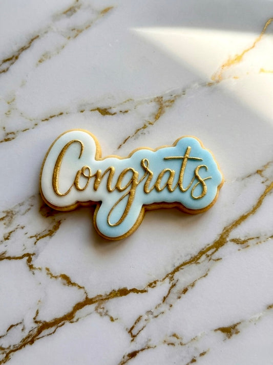 Congrats Script deboss and matching cutter