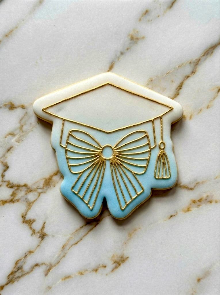 graduation hat bow deboss and matching cutter