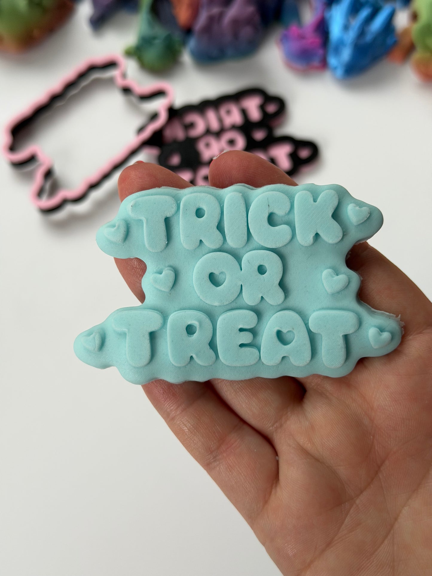 Trick or treat wording 3D deboss and cutter