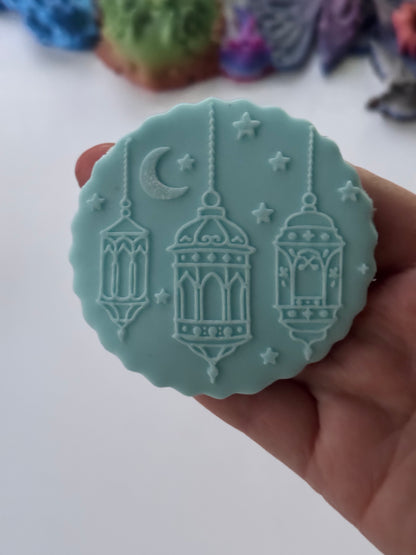 lantern and moon - debossing acrylic stamp