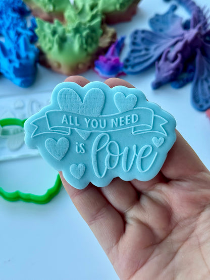 Valentine's day - all you need is love - Debossing + matching cutter