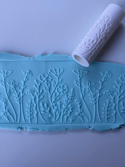 Flowers Textured roller - rolling pin - pattern - 0882_8