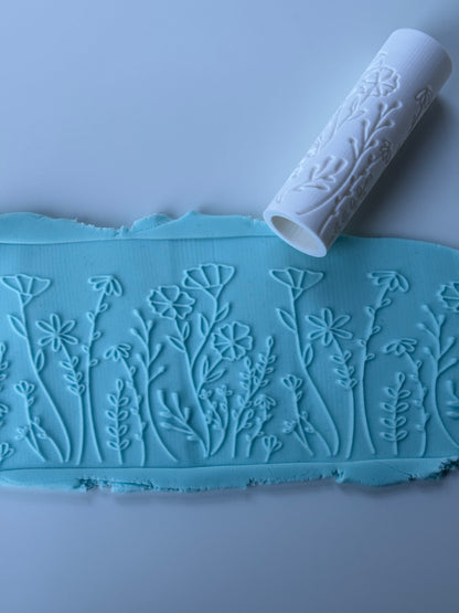 Flowers Textured roller - rolling pin - pattern - 0882_8