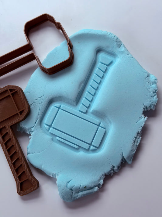 Thor hammer 3D Deboss & Matching Cookie Cutter - super hero