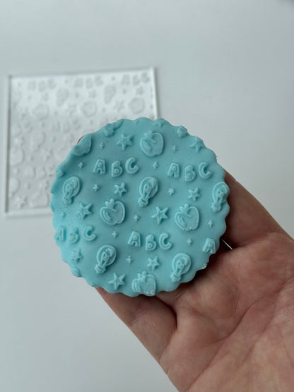 ABC school pattern texture debossing