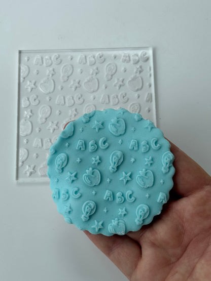 ABC school pattern texture debossing