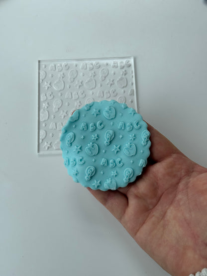 ABC school pattern texture debossing