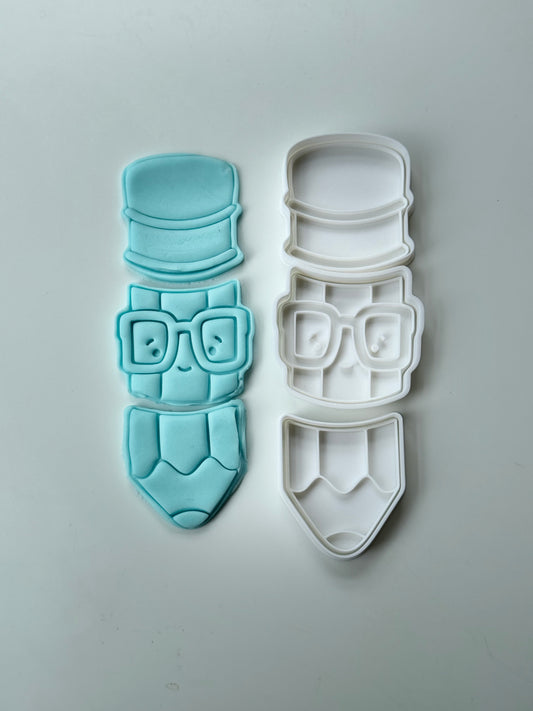 3 pieces pencil- teacher - cookie cutter + stamps