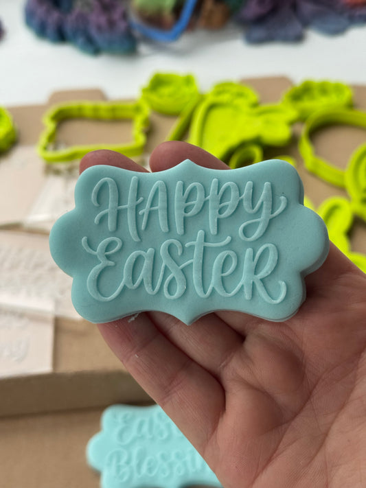 Happy Easter deboss and matching cutter