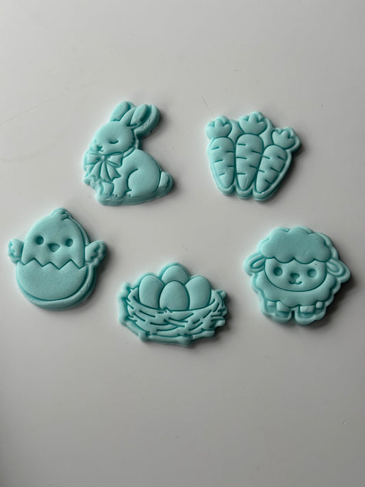 set of 5 EASTER cupcake size stamp + cutter