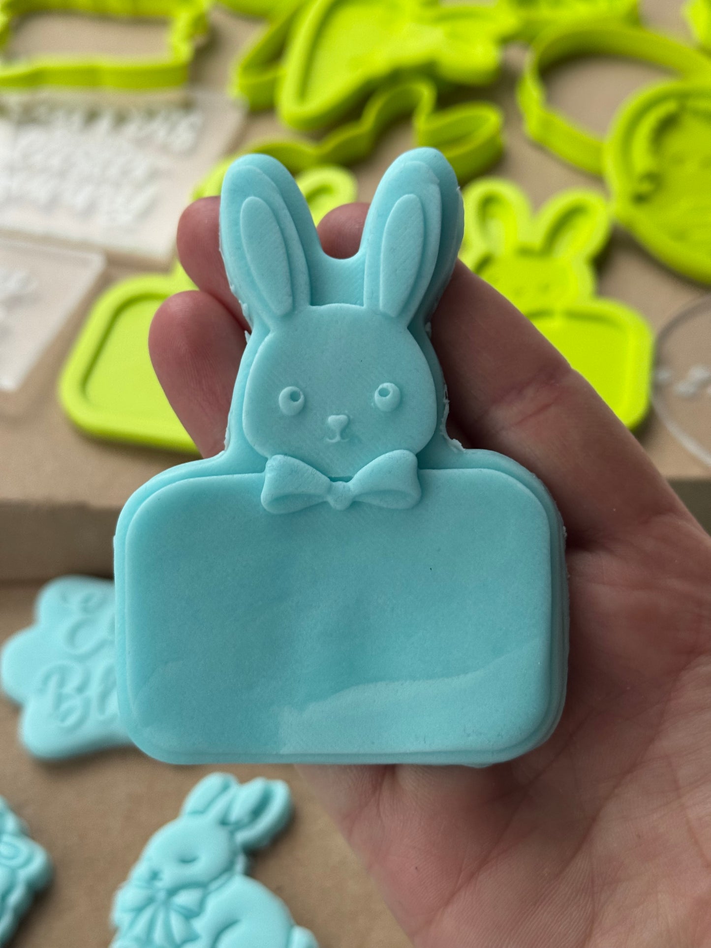 Easter 3d deboss and matching cutter rabbit with plaque male