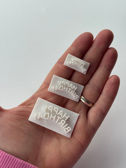 Happy Birthday curved Embossing - stamp - set of 3 - M1109