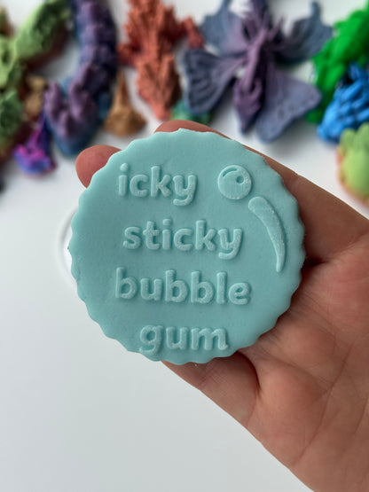 Mrs Rachael icky sticky bubble gum deboss