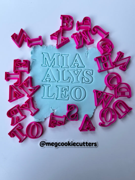 Letters Alphabet set A to Z cookie cutter - times new roman MS1025