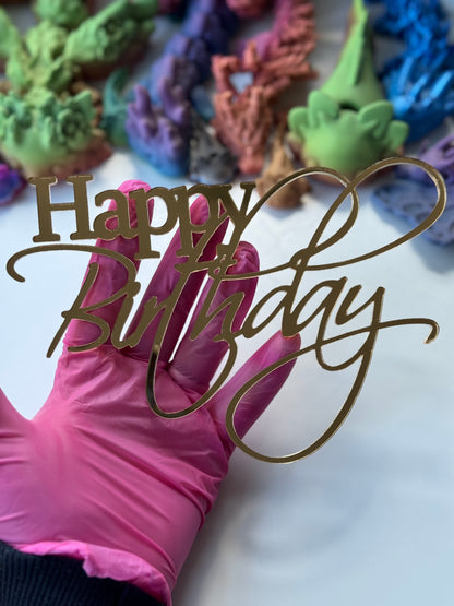 Gold mirror Happy Birthday charm
