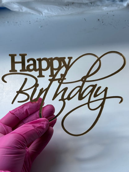 Gold mirror Happy Birthday charm