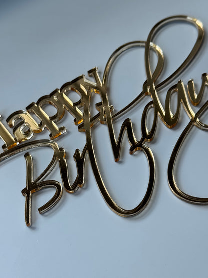 Gold mirror Happy Birthday charm