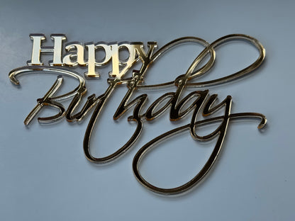 Gold mirror Happy Birthday charm
