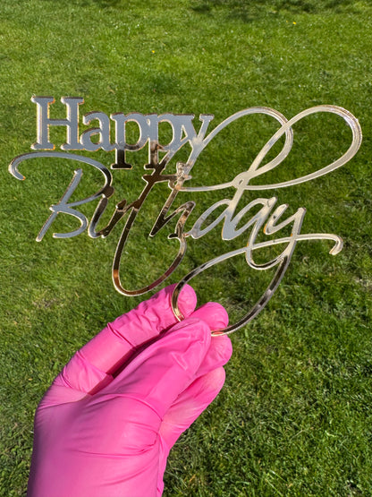 Gold mirror Happy Birthday charm