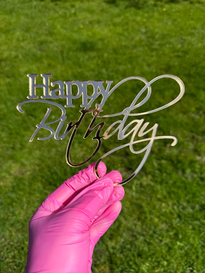 Gold mirror Happy Birthday charm