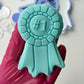 Rosette award deboss and matching cutter + mini stamp deboss
