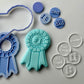 Rosette award deboss and matching cutter + mini stamp deboss