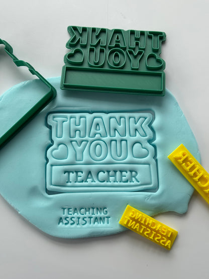 thank you - teacher - assistant - cookie cutter + stamps