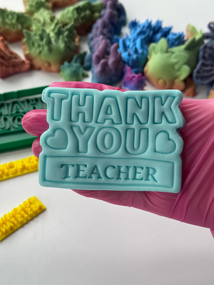 thank you - teacher - assistant - cookie cutter + stamps