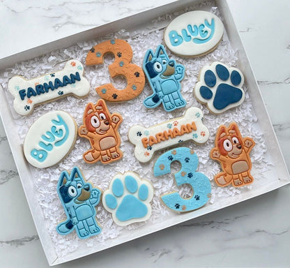 Blue cartoon-inspired Cookie Cutter + stamp