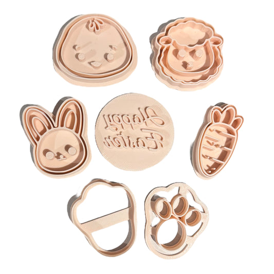 set of 6 mini stamp + cutter - easter 2024