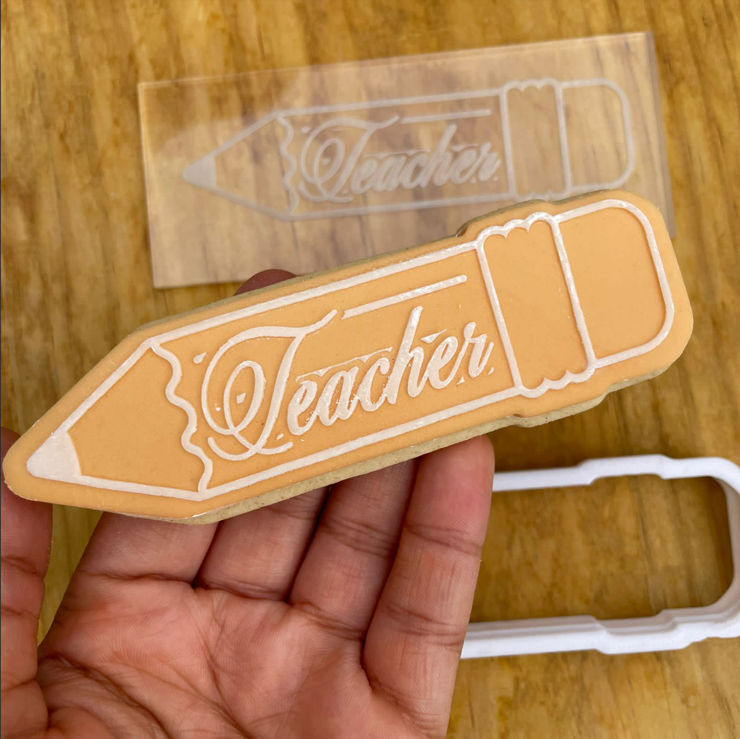 Teacher collection Pencil debossing + matching cutter MEG cookie cutters