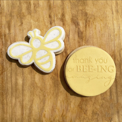 Bee debossing + matching cutter MEG cookie cutters