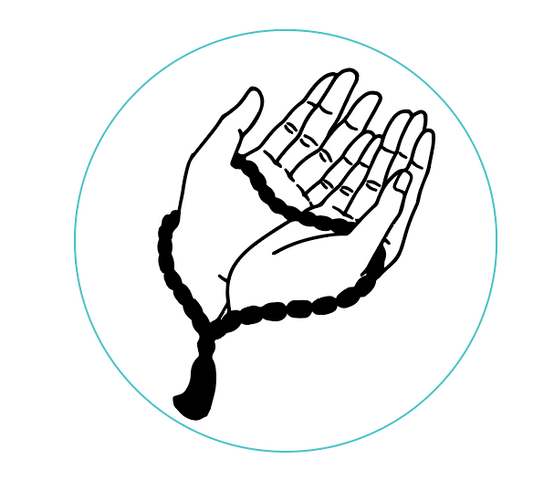 Praying hands with beads - debossing acrylic stamp