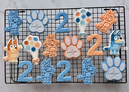 Blue cartoon-inspired Cookie Cutter + stamp