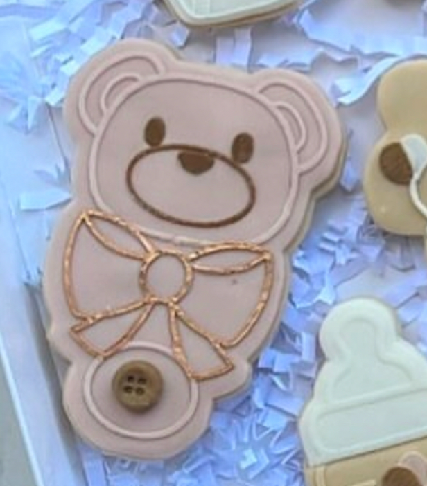 Teddy Bear baby rattle deboss and matching cutter