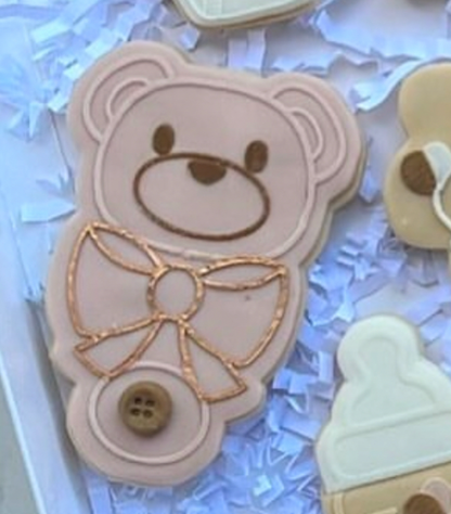 Teddy Bear baby rattle deboss and matching cutter M1047