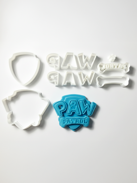 Paw Patrol Logo and PawPrint Cookie Cutter Cake Decor Small Medium Large