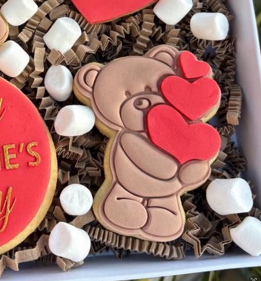 Teddy bear love - valentines - hearts cutter + /stamp