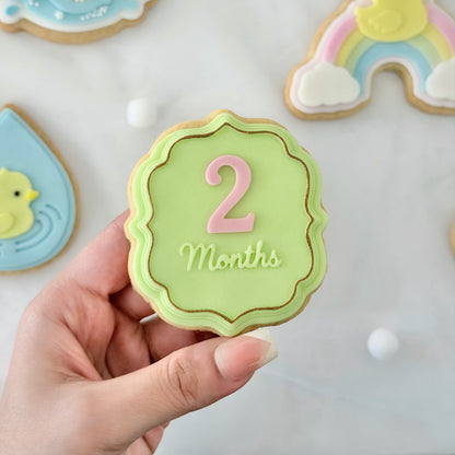 Two Months Plaque 3D deboss and matching cutter