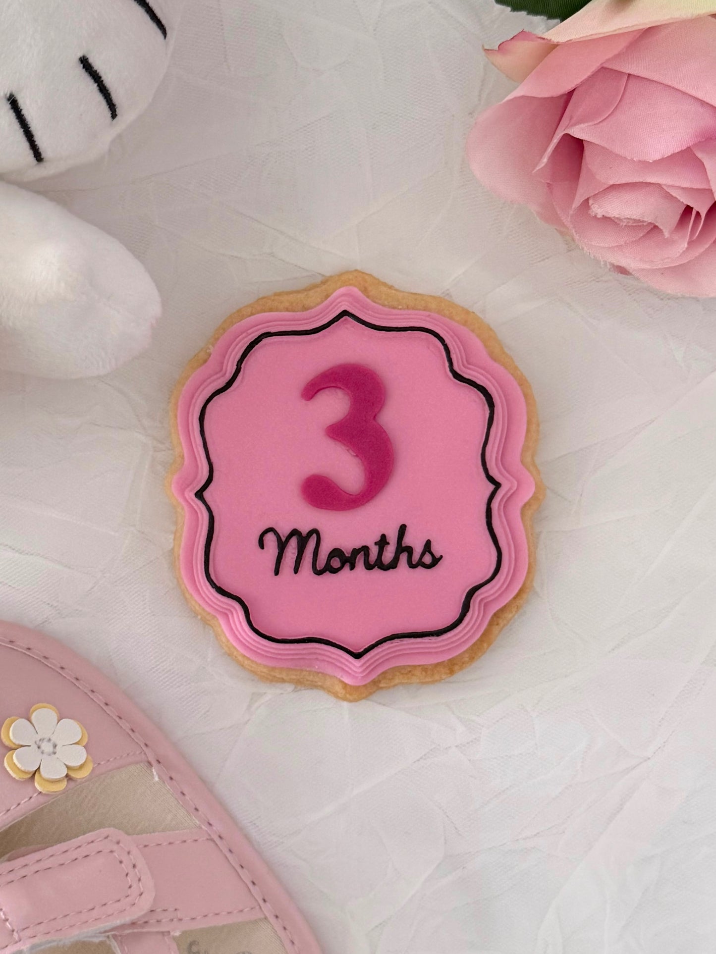three Months Plaque 3D deboss and matching cutter