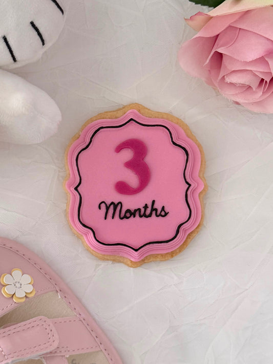 three Months Plaque 3D deboss and matching cutter
