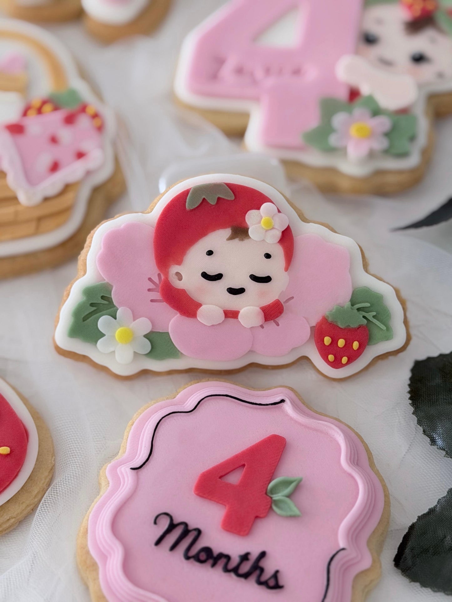 strawberry baby in a flower 3D deboss and matching cutter