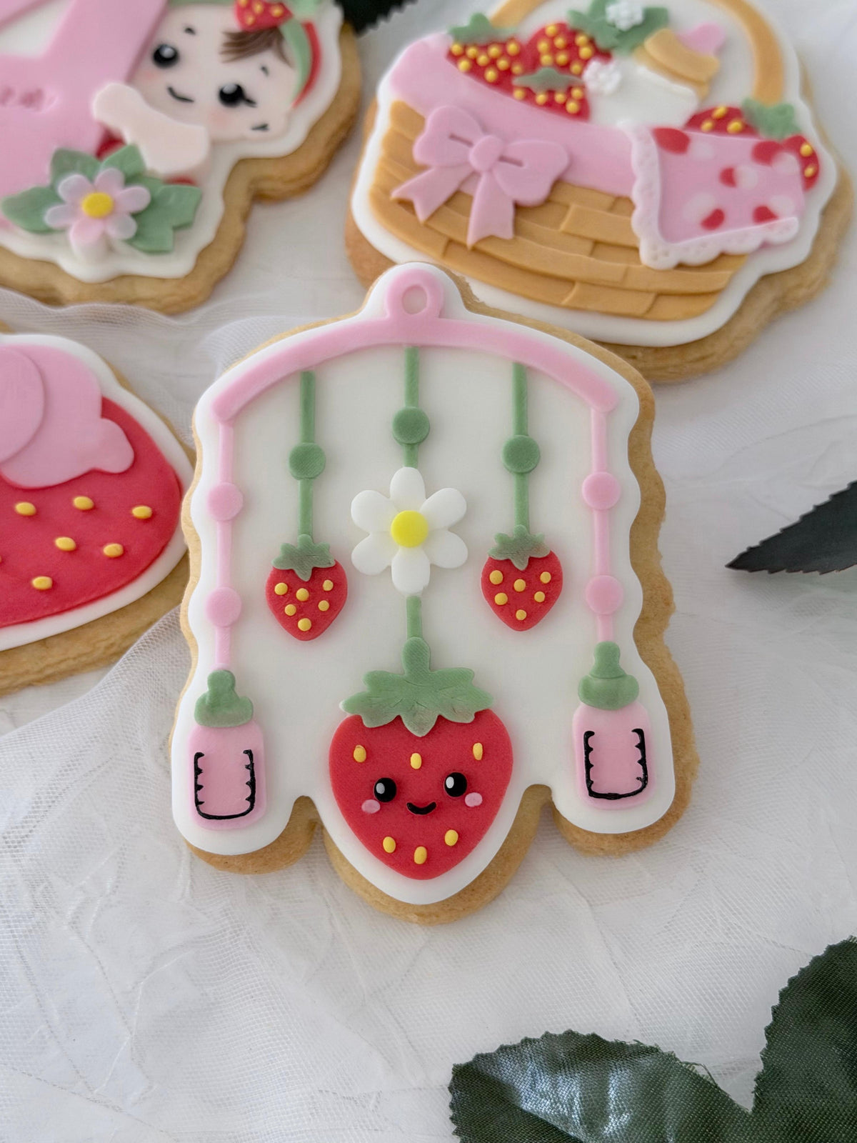 strawberry mobile baby 3D deboss and matching cutter