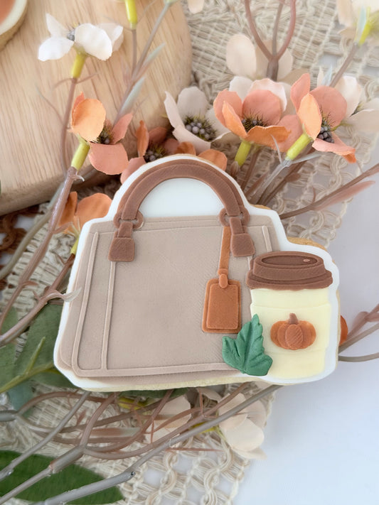Autumn Handbag & Pumpkin Coffee 3D Deboss & Matching Cookie Cutter