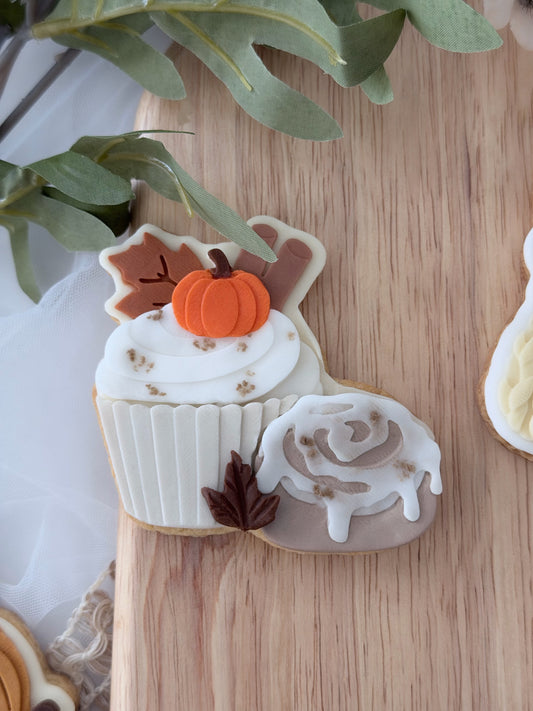Autumn Cupcake & Cinnamon Roll 3D Deboss & Matching Cookie Cutter