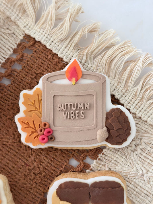 Autumn Vibes Candle 3D Deboss & Matching Cookie Cutter