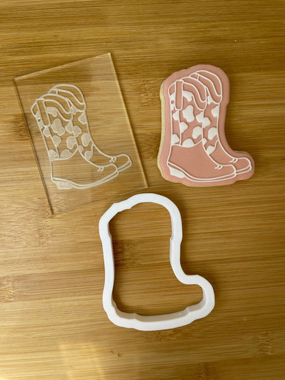 Country Cow Boots Wellies deboss + matching Cookie Cutter MEG cookie cutters