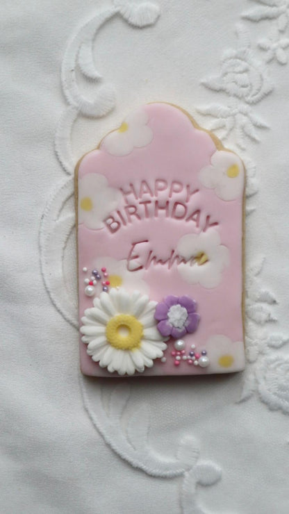 Happy Birthday curved Embossing - stamp - set of 3 - M1109