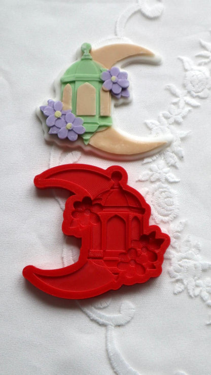 Crescent Lantern Floral moon Design - 3D deboss and matching cutter